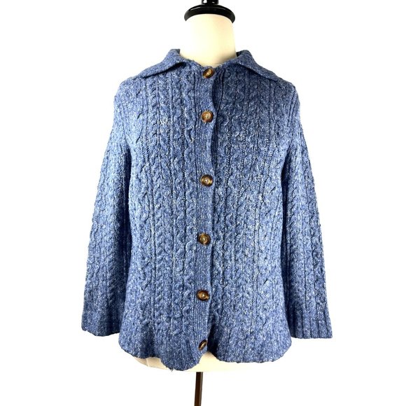 Grandma L.L Bean Cable Knit Wool Blend Button Cardigan, Women's X-Large Regular - Picture 2 of 10